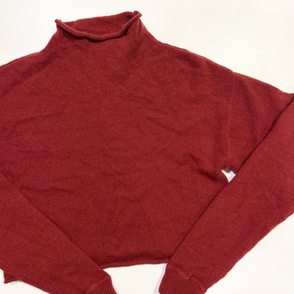 Reformation || Cropped Cashmere Turtleneck Roll Neck Sweater Burgundy Red XS‎